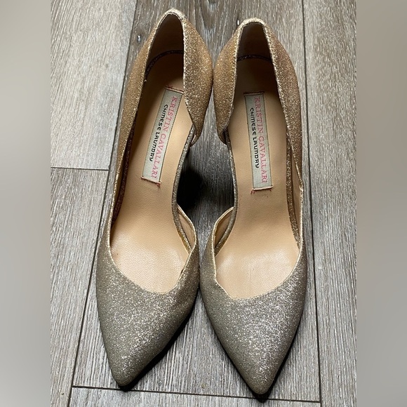 Chinese Laundry By Kristin Cavallari Formal Pointed Toe Heel Sparkly Gold Silver - Picture 11 of 16
